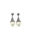 Chanel Coco Mark Pear Dangling Earrings In White