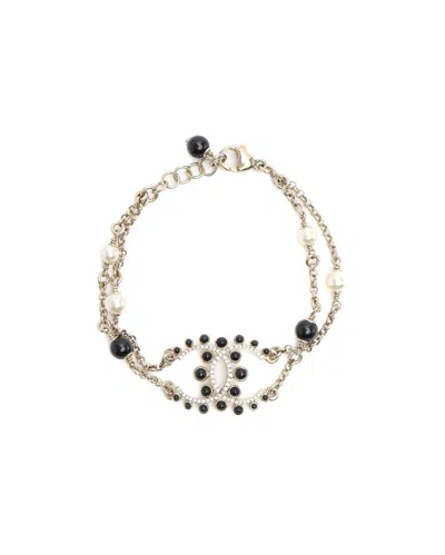 Pre-owned Chanel Coco Mark Pearl Bracelet In Gold