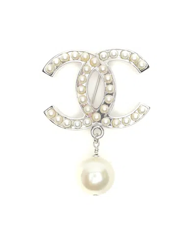 Pre-owned Chanel Coco Mark Pearl Brooch