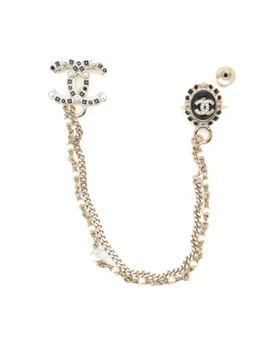 Chanel Coco Mark Pearl Brooch In Gold