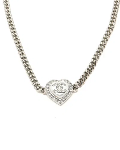 Chanel Coco Mark Pearl Choker In Silver