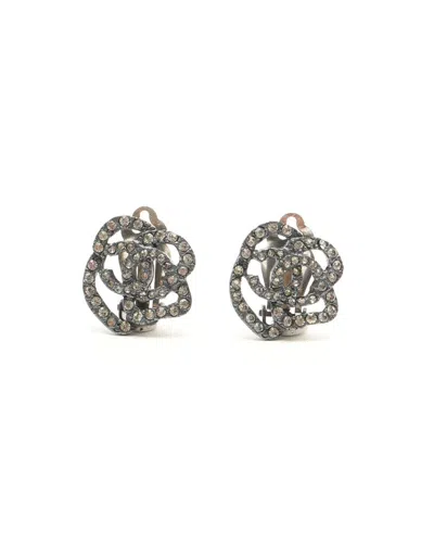 Pre-owned Chanel Coco Mark Pearl Clip-on Earring In Silver