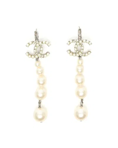 Pre-owned Chanel Coco Mark Pearl Dangling Earrings
