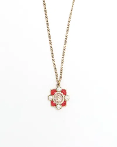 Pre-owned Chanel Coco Mark Pearl Necklace In Multi