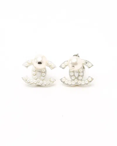 Pre-owned Chanel Coco Mark Pearls Clip-on Earrings