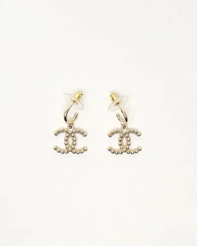 Pre-owned Chanel Coco Mark Pendant Earrings In Silver