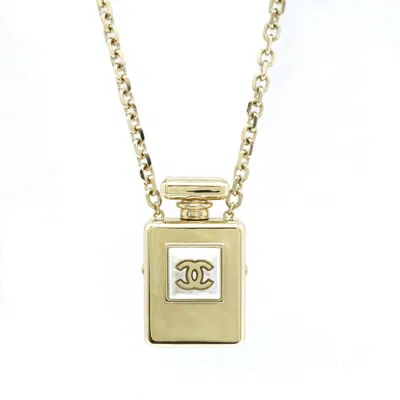 Pre-owned Chanel Coco Mark Perfume No.5 Necklace Pendant Long Chain In Gold