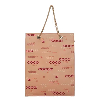 Pre-owned Chanel Coco Mark Pink Canvas Tote Bag ()