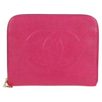Pre-owned Chanel Coco Mark Pink Leather Clutch Bag ()