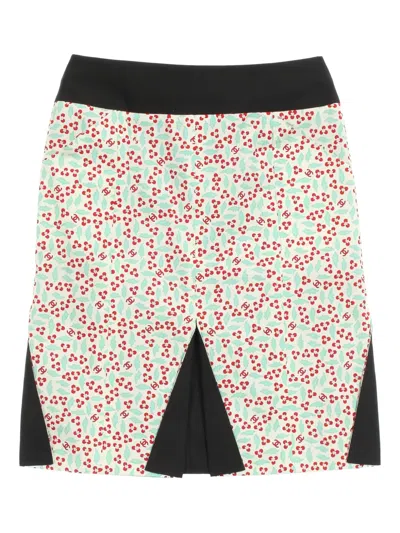 Pre-owned Chanel Coco Mark-print Skirt In Black