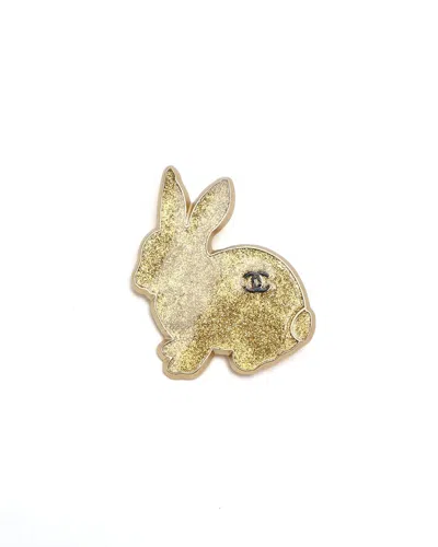 Pre-owned Chanel Coco Mark Rabbit Brooch In Gold