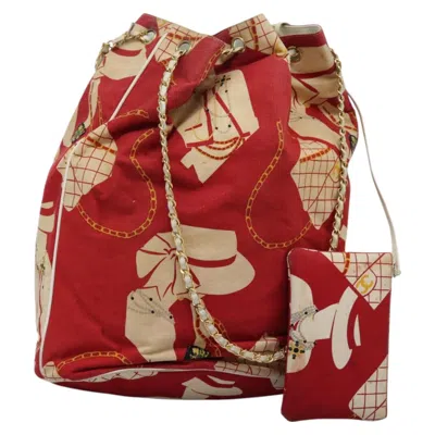Pre-owned Chanel Coco Mark Red Canvas Shoulder Bag ()