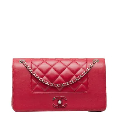 Pre-owned Chanel Coco Mark Red Leather Shoulder Bag ()