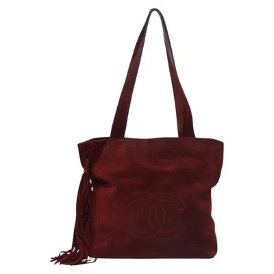 Pre-owned Chanel Coco Mark Red Suede Shoulder Bag ()