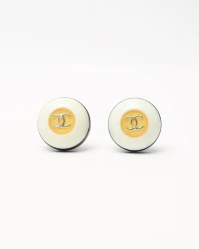 Pre-owned Chanel Coco Mark Resin Clip-on Earrings In Multi