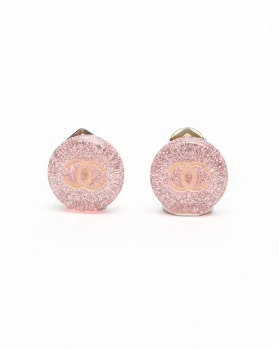 Pre-owned Chanel Coco Mark Resin Clip-on Earrings