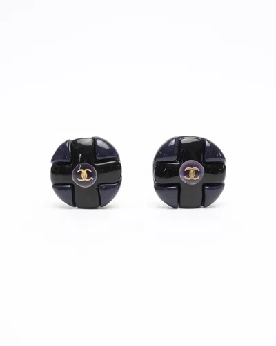 Pre-owned Chanel Coco Mark Resin Clip-on Earrings