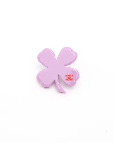 Pre-owned Chanel Coco Mark Resin Clove Pin Brooch In Purple