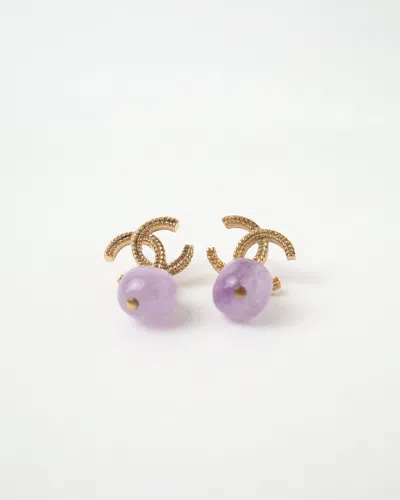 Pre-owned Chanel Coco Mark Resin Drop Earrings