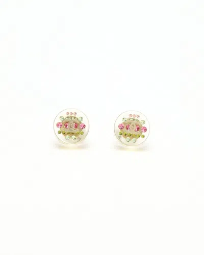 Pre-owned Chanel Coco Mark Resin Rhinestone Earrings In Multi