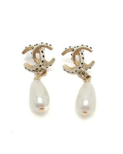 Chanel Coco Mark Rhinestone And Pearl Earrings In Multicolour
