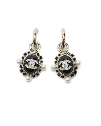 Chanel Coco Mark Rhinestone And Pearl Earrings In Multicolour