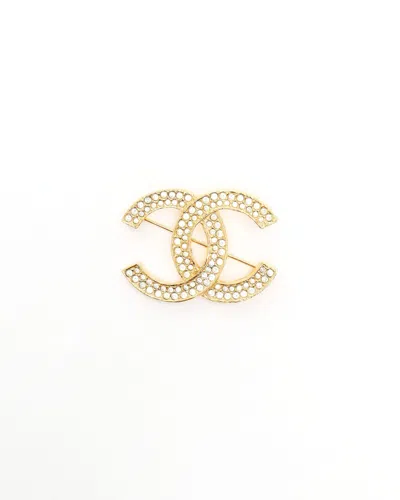 Pre-owned Chanel Coco Mark Rhinestone Brooch In Multi