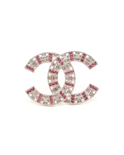 Pre-owned Chanel Coco Mark Rhinestone Brooch In Multi