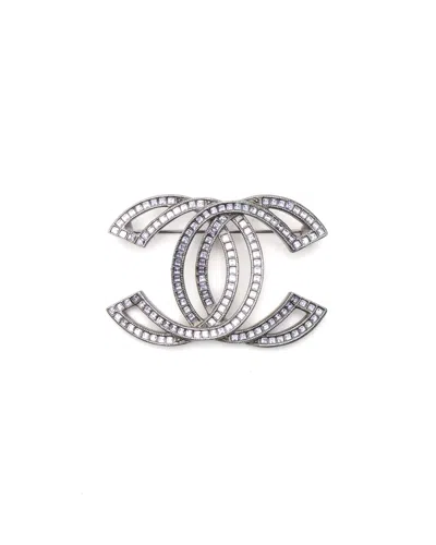Pre-owned Chanel Coco Mark Rhinestone Brooch In Multi