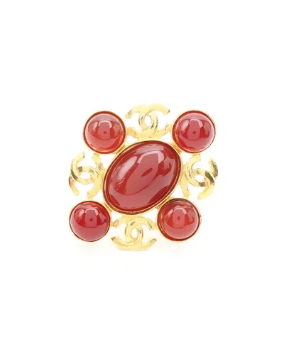 Pre-owned Chanel Coco Mark Rhinestone Brooch In Multi