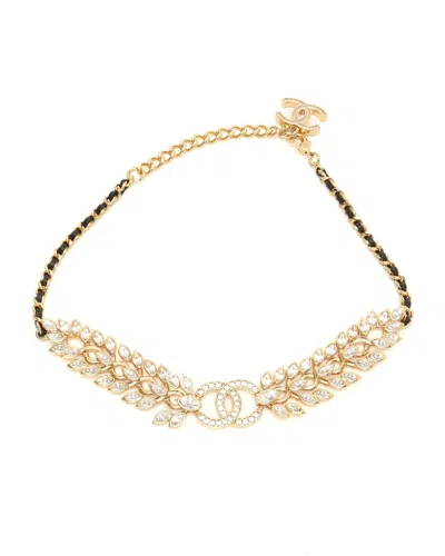 Pre-owned Chanel Coco Mark Rhinestone Choker Necklace In Multi