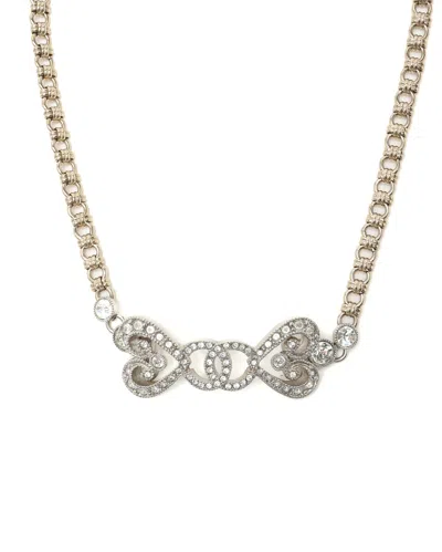 Chanel Coco Mark Rhinestone Choker In Silver