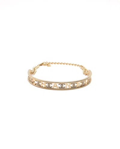 Pre-owned Chanel Coco Mark Rhinestone Choker In Yellow
