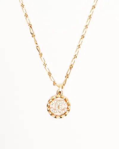 Pre-owned Chanel Coco Mark Rhinestone Circle Necklace