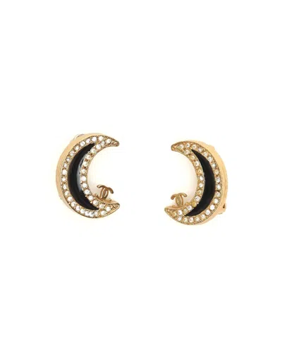 Pre-owned Chanel Coco Mark Rhinestone Clip-on Earrings In Multi