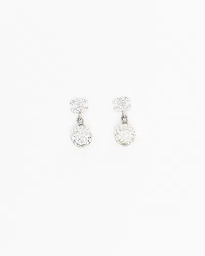 Pre-owned Chanel Coco Mark Rhinestone Dangling Earrings