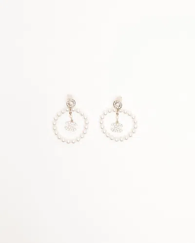Pre-owned Chanel Coco Mark Rhinestone Dangling Earrings