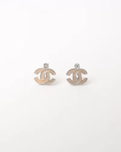 Pre-owned Chanel Coco Mark Rhinestone Earrings
