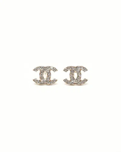 Pre-owned Chanel Coco Mark Rhinestone Earrings