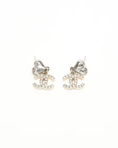 Pre-owned Chanel Coco Mark Rhinestone Earrings