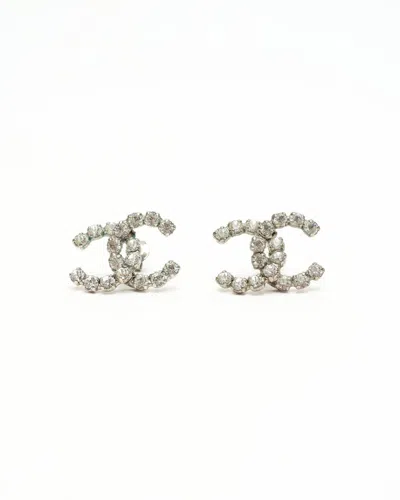 Pre-owned Chanel Coco Mark Rhinestone Earrings