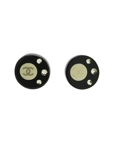 Chanel Coco Mark Rhinestone Earrings (authentic Pre-loved) In Black