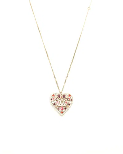 Pre-owned Chanel Coco Mark Rhinestone Long Necklace In Multi