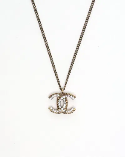 Pre-owned Chanel Coco Mark Rhinestone Necklace
