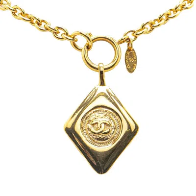 Pre-owned Chanel Coco Mark Rhombus Necklace In Gold