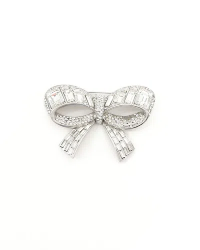 Pre-owned Chanel Coco Mark Ribbon Brooch In Silver