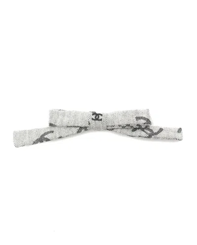 Pre-owned Chanel Coco Mark Ribbon Hair Clip In Grey