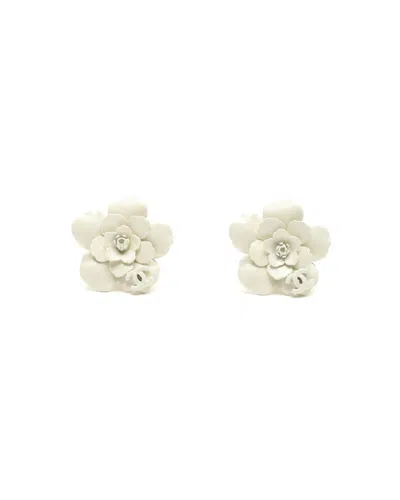 Pre-owned Chanel Coco Mark Rose Clip-on Earrings