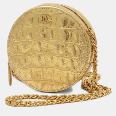 Pre-owned Chanel Coco Mark Round Chain Shoulder Bag Gold Hardware
