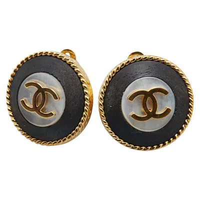 Pre-owned Chanel Coco Mark Round Earrings In Gold